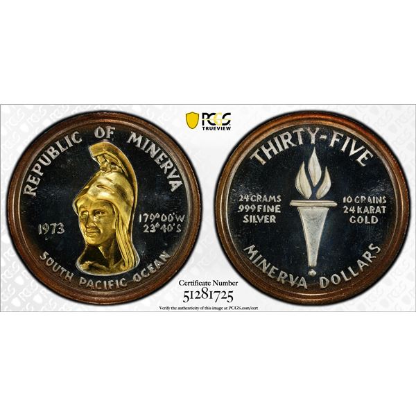 MINERVA: Republic, AR 35 dollars, 1973-LM, PCGS Proof 66 DCAM