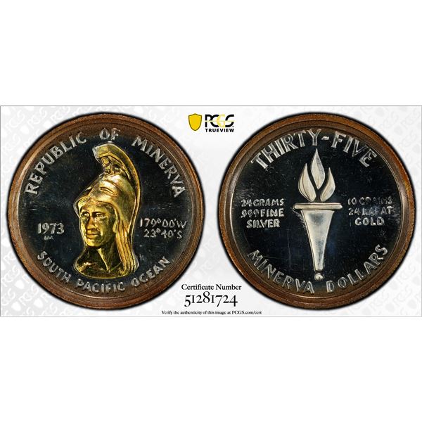 MINERVA: Republic, AR 35 dollars, 1973-LM, PCGS Proof 65 DCAM