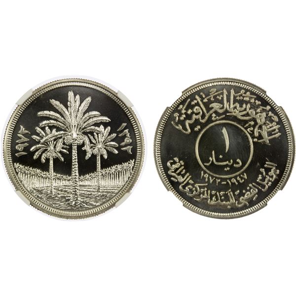 IRAQ: Republic, AR Dinar, 1972, NGC PF68 Cameo