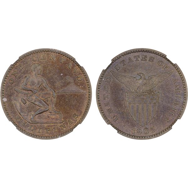 PHILIPPINES: U.S. Territory, AE centavo, 1905, NGC MS64 BN