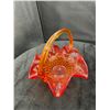 Image 2 : Vintage Glass Ruffled Diamond Pattern Basket