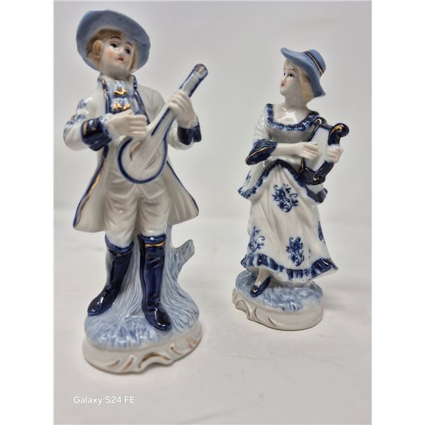 Vintage Porcelain Musician Figurines Pair