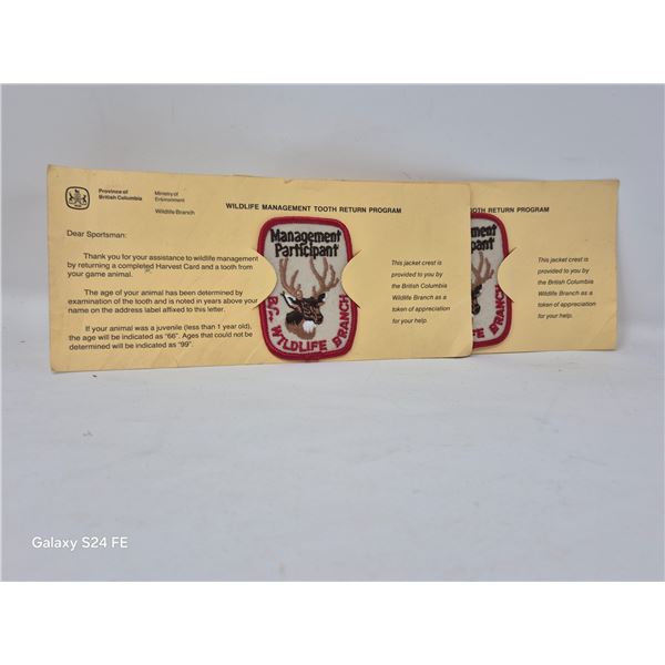 B.C. Wildlife Branch Management Participant Jacket Patches