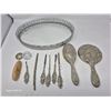 Image 1 : Antique Silver Vanity Set with Mirror Tray