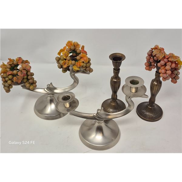 Mixed Metal Candleholder Lot (4pc)