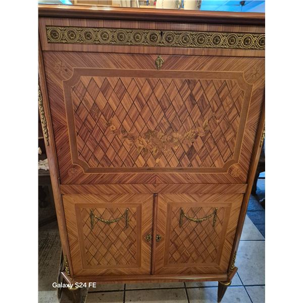 Antique French Louis XVI-Style Marquetry Cabinet