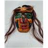 Image 1 : Hand-Carved Indigenous-Style Mask w/ Bold Paint & Hair Strands