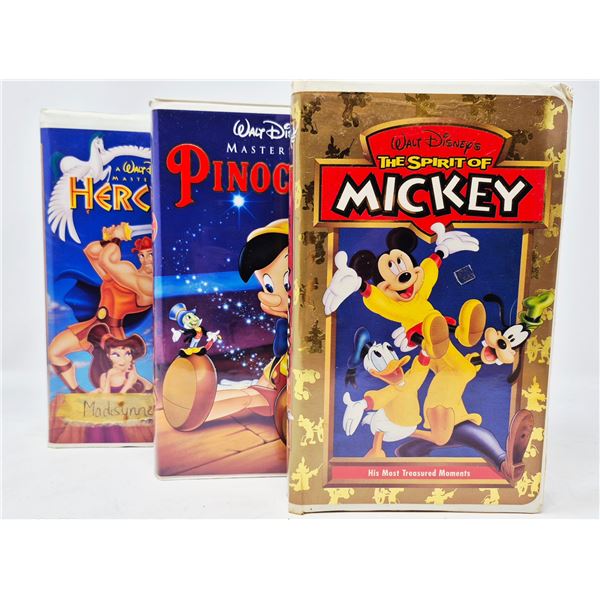 Disney VHS Trio: Pinocchio, Hercules & Spirit of Mickey