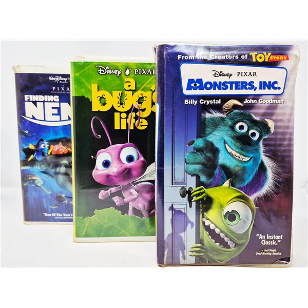 Disney Pixar VHS 3-Pack: Monsters Inc, A Bug's Life, Finding Nemo