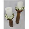 Image 2 : Pair of Tall Wooden Pillar Candle Holders – Modern Rustic Decor