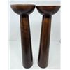 Image 2 : Pair of Dark Wood Pillar Candle Holders – Elegant Home Accents