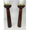 Image 3 : Pair of Dark Wood Pillar Candle Holders – Elegant Home Accents