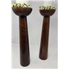 Image 4 : Pair of Dark Wood Pillar Candle Holders – Elegant Home Accents
