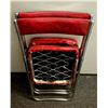 Image 2 : Set of 3 Vintage Red Vinyl & Chrome Folding Chairs – Retro Style