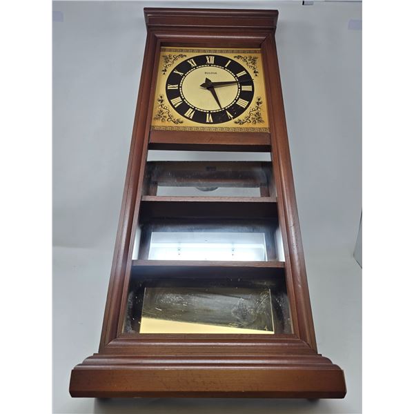 Bulova Wooden Wall Clock with Roman Numerals