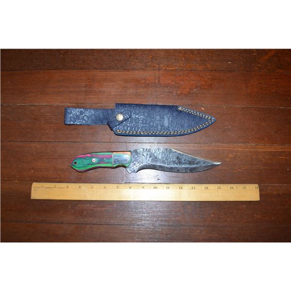 Handmade Damascus Steel Knife & Sheath