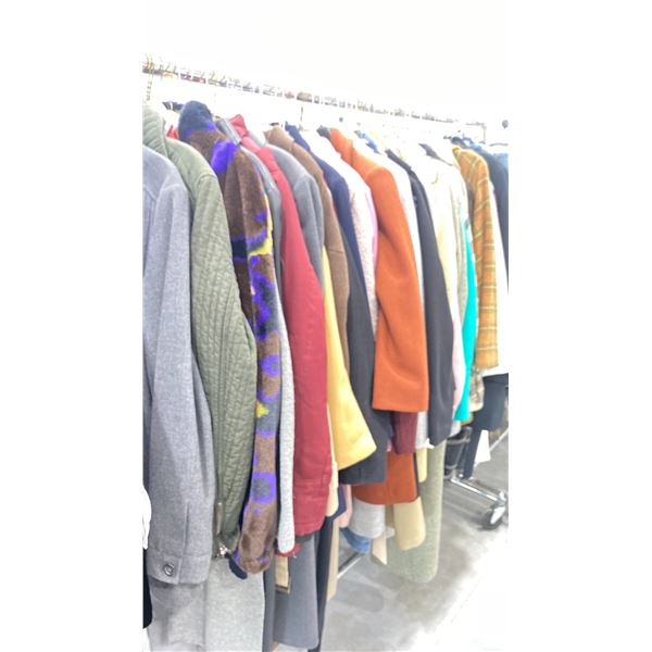 RACK OF ASSORTED WARDROBE CLOTHING *RACK INCLUDED & MUST BE TAKEN*