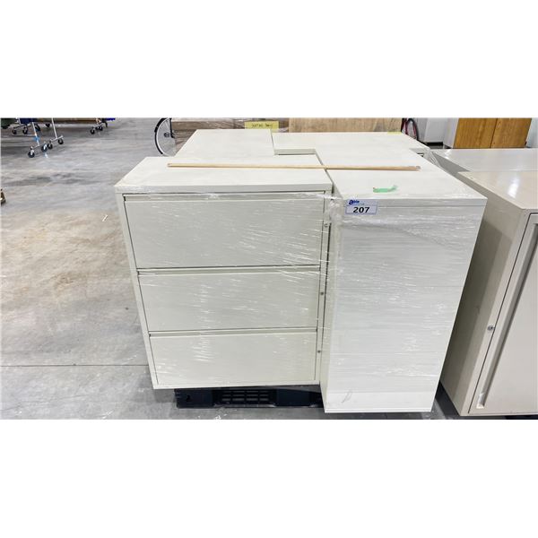 PALLET OF (4) 3 DRAWER METAL FILE CABINETS 30" X 18" X 37"H
