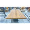 Image 2 : CONTEMPORARY LIVE EDGE RECTANGULAR WOODEN DINING TABLE WITH SCULPTED METAL BASE - APPROX. 94.5"W X
