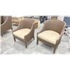 Image 1 : ( 2 ) RATTAN LOOK OUTDOOR PATIO CHAIRS WITH BEIGE CUSHIONS