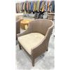 Image 2 : ( 2 ) RATTAN LOOK OUTDOOR PATIO CHAIRS WITH BEIGE CUSHIONS