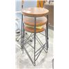 Image 2 : ( 3 ) WOODEN TOP METAL LEG STOOLS