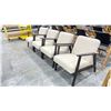 Image 1 : ( 4 ) DARK WOODEN CHAIRS WITH OFF WHITE CUSHIONS
