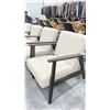 Image 2 : ( 4 ) DARK WOODEN CHAIRS WITH OFF WHITE CUSHIONS