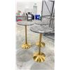 Image 1 : ( 3 ) BLACK MARBLE TOP LOOK GOLDEN BASE BAR TABLES