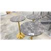 Image 2 : ( 3 ) BLACK MARBLE TOP LOOK GOLDEN BASE BAR TABLES