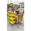 Image 2 : MOBILE 56"W D 25"D X 32"H WOODEN WORK BENCH, YELLOW MOBILE UTILITY CART & MORE