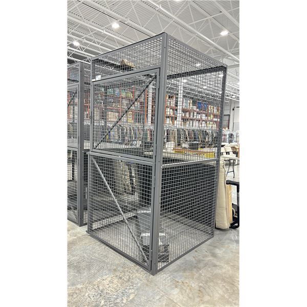 ULINE GREY METAL LOCKING STORAGE CRATE - APPROX. 48"W X 48"D X 90"H