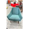 Image 2 : RETRO TURQUOISE UPHOLSTERED ARMCHAIR