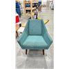 Image 2 : RETRO TURQUOISE UPHOLSTERED ARMCHAIR
