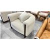 Image 2 : RETRO STYLE WHITE UPHOLSTERED LOUNGE CHAIR