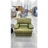 Image 2 : GREEN LEATHER COUCH & GREEN LEATHER ARMCHAIR