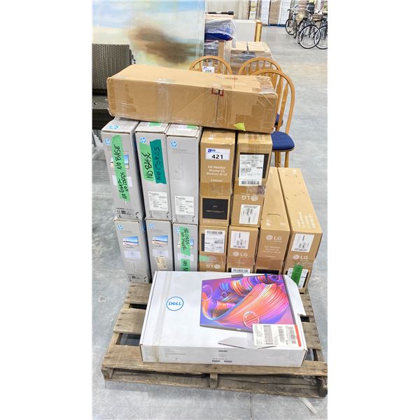 PALLET OF ASSORTED MONITORS (MAY BE MISSING POWER CORDS & STANDS