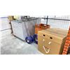 Image 1 : SHELF OF ASSORTED ITEMS INCLUDING; ROLLS OF PLASTIC, CABINET, SINK CABINET & MORE