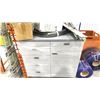 Image 3 : SHELF OF ASSORTED ITEMS INCLUDING; ROLLS OF PLASTIC, CABINET, SINK CABINET & MORE