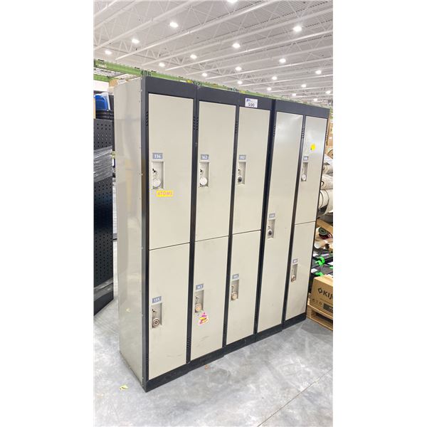 (4) 2 BAY METAL LOCKERS & (1) 1 BAY METAL LOCKER 12" X 18" X 72"H