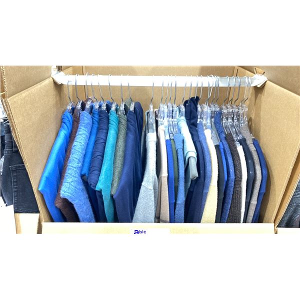 WARDROBE BOX OF ASSORTED CLOTHING (BOX AND ALL CONTENTS MUST BE TAKEN)