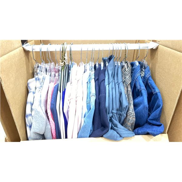 WARDROBE BOX OF ASSORTED CLOTHING (BOX AND ALL CONTENTS MUST BE TAKEN)