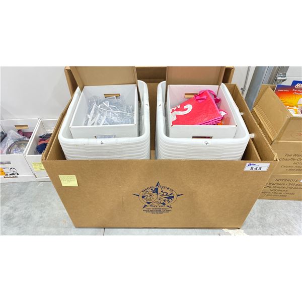 LARGE BOX OF LAUNDRY BASKETS & ASSORTED BAGS