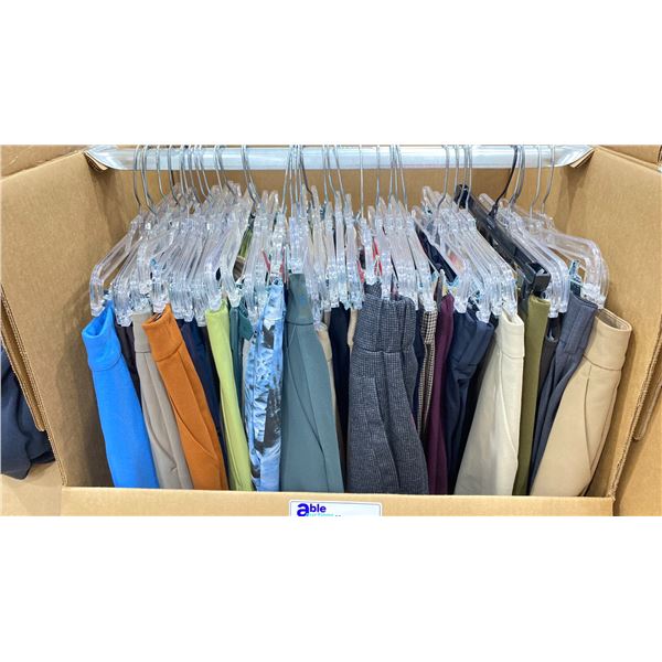 WARDROBE BOX OF ASSORTED CLOTHING (BOX AND ALL CONTENTS MUST BE TAKEN)