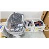 Image 1 : 2 LAUNDRY BASKETS OF ASSORTED BELTS & 2 BOXES OF ASSORTED TIES & DRESS SOCKS