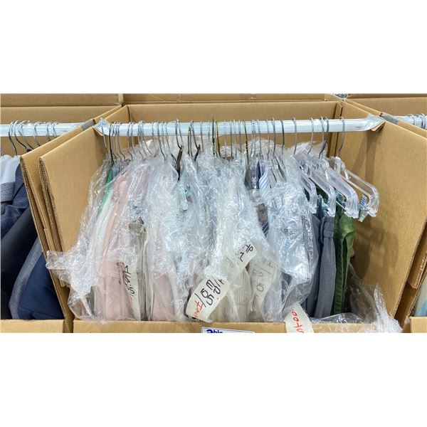 WARDROBE BOX OF ASSORTED CLOTHING (BOX AND ALL CONTENTS MUST BE TAKEN)