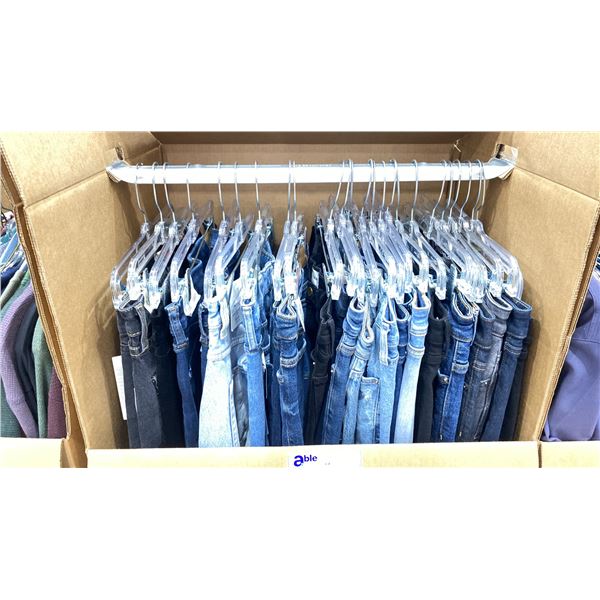 WARDROBE BOX OF ASSORTED CLOTHING (BOX AND ALL CONTENTS MUST BE TAKEN)