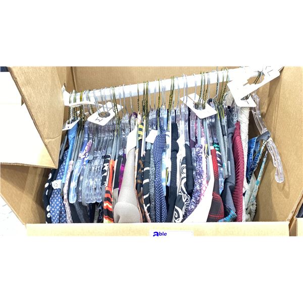 WARDROBE BOX OF ASSORTED CLOTHING (BOX AND ALL CONTENTS MUST BE TAKEN)