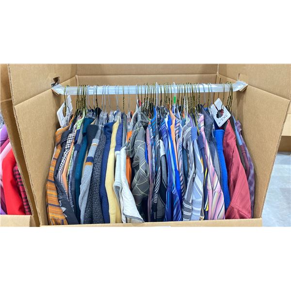 WARDROBE BOX OF ASSORTED CLOTHING (BOX AND ALL CONTENTS MUST BE TAKEN)