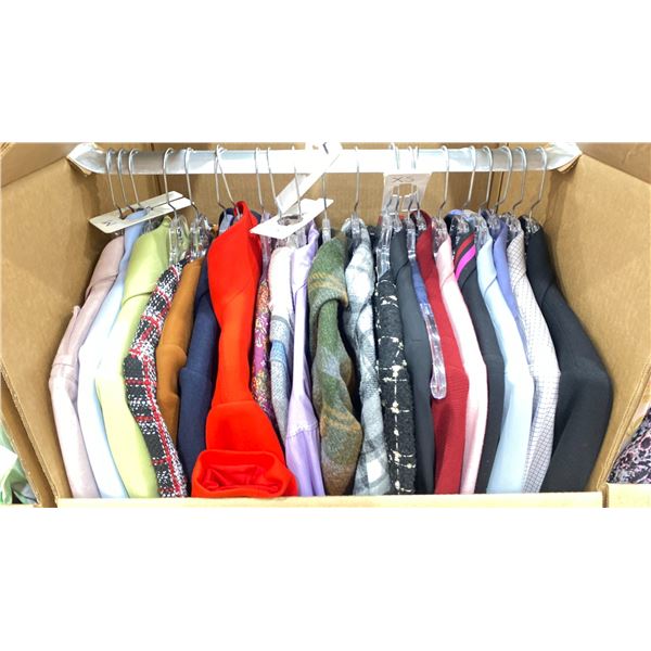 WARDROBE BOX OF ASSORTED CLOTHING (BOX AND ALL CONTENTS MUST BE TAKEN)